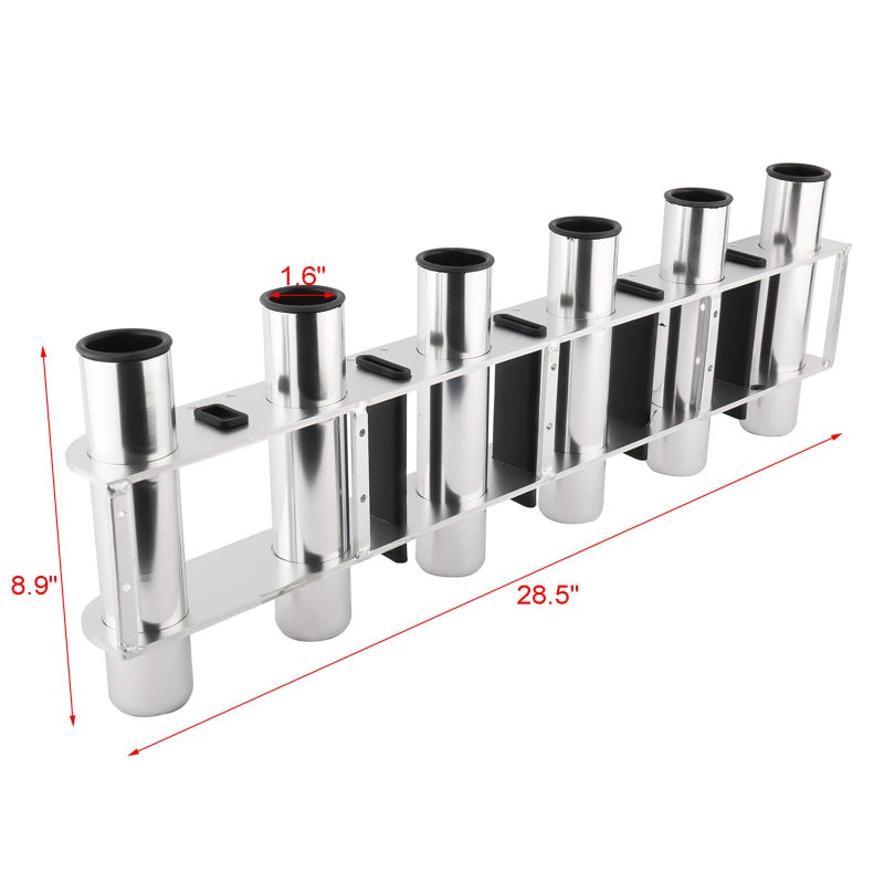 NovelBee Aluminum Alloy 6 Tubes Fishing Rod Holder for Boat Yacht - Image 2
